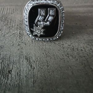 Men's Silver and Black Ring